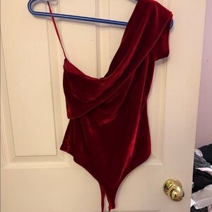 Mango Rich Red Velvet Top